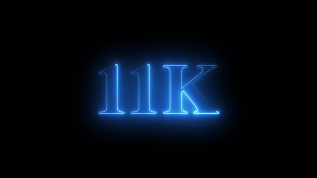 11K.Congratulations. subscribers. neon number. Alpha channel animation in Easy to put into any video. neon 11k Follower neon Text And Firework Animation Subscribers.