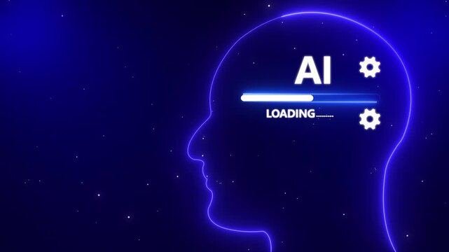Human Head Profile With AI loading in Mind. Business creativity and Innovation concept. Abstract Illustration for creative thinking, strategic planning technology, and Futuristic vision.