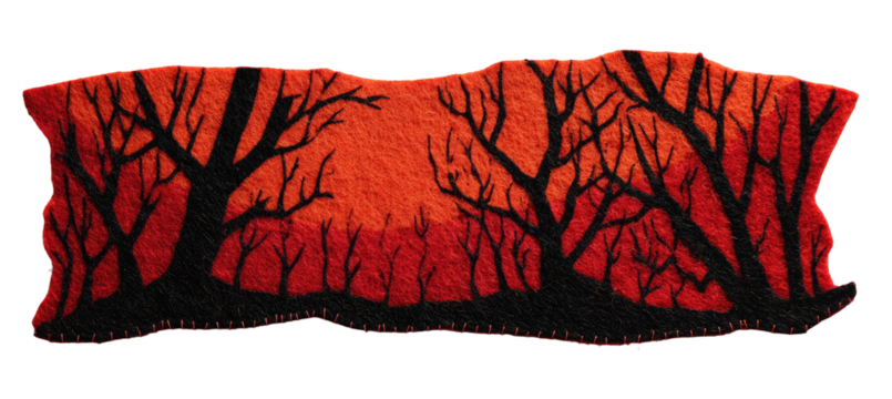 Silhouette trees against a vibrant red-orange backdrop - Powered by Adobe