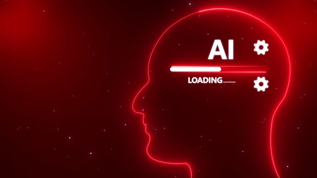 Human Head Profile With AI loading in Mind. Business creativity and Innovation concept. Abstract Illustration for creative thinking, strategic planning technology, and Futuristic vision.