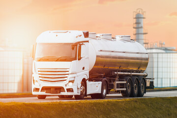 Liquid Energy: Tanker Truck Carries Fuel for Industrial Supply Chain