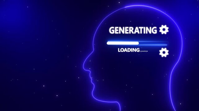 Human Head Profile With generating loading in Mind. Business creativity and Innovation concept. Abstract Illustration for creative thinking, strategic planning technology, and Futuristic vision.
