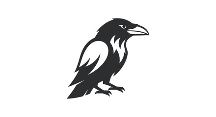 Stylized raven silhouette on white background for graphic design