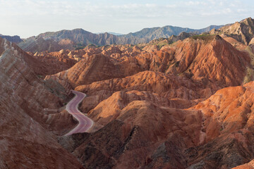Morning at Colorful Danxia Landform, Zhangye, Gansu