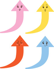 4つの表情の矢印キャラクターセット