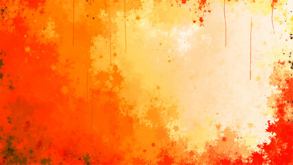 Vibrant Abstract Orange Watercolor Texture Background. Fiery Yellow Splatters, Ink Drips & Grunge. Warm Amber Autumn Glow for Creative Design, Digital Art & Wallpapers.