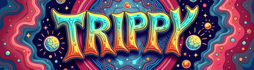 Obraz premium Colorful text trippy with a psychedelic background