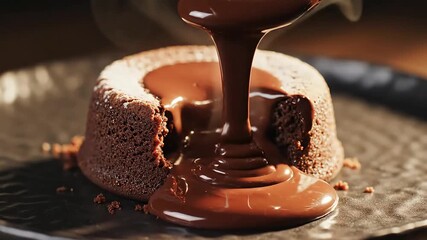 Decadent chocolate lava cake with a warm molten center. - Powered by Adobe