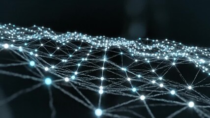 Abstract light background: a blue digital wave pattern with sparkles and glow for a virtual reality space design concept - Powered by Adobe