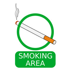 smoking area sign with cigarette