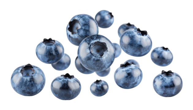 Fresh Blueberries on a Transparent Background Highlighting Their Juicy Texture and Vibrant Color