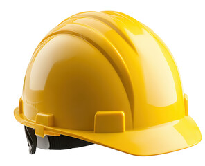 A yellow hard hat isolated on transparent background, a vital safety component for workers in construction, manufacturing, and other hazardous work environments