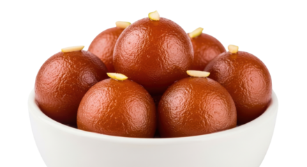 Gulab jamun in a bowl transparent background cutout png