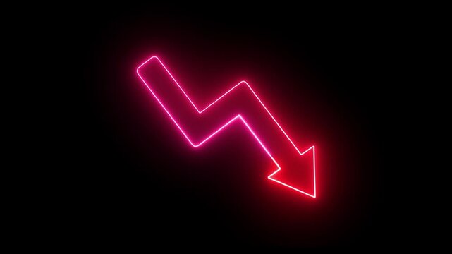 Financial business Loss down graph chart with red neon line.