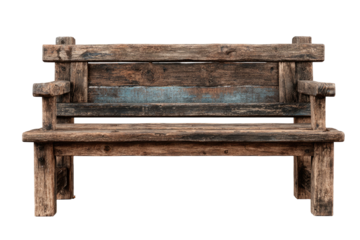 Weathered, rustic wooden bench, textured surface