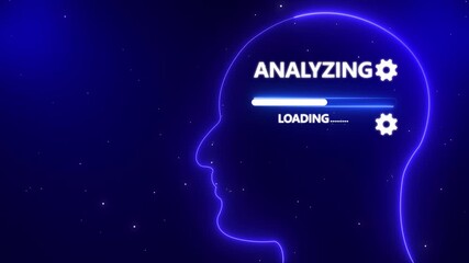 Human Head Profile With Analyzing loading in Mind. Business creativity and Innovation concept. Abstract Illustration for creative thinking, strategic planning technology, and Futuristic vision. - Powered by Adobe