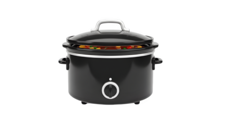 3D Render of black Slow Cooker, Kitchen Appliance Illustration