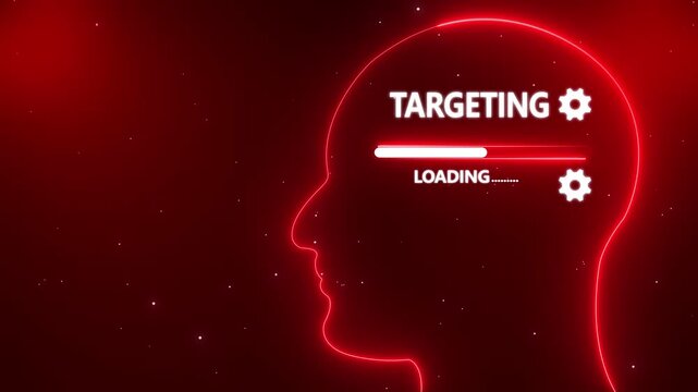 Human Head Profile With targeting loading in Mind. Business creativity and Innovation concept. Abstract Illustration for creative thinking, strategic planning technology, and Futuristic vision.