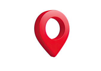 Glossy red map pin, tilted, pointing downwards