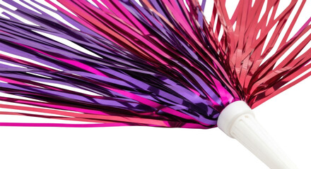 Pink and purple streamer fan with white handle transparent background cutout png