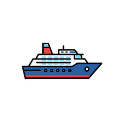 Obraz premium Minimalist Cruise Ship Vector Icon
