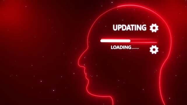 Human Head Profile With Updating loading in Mind. Business creativity and Innovation concept. Abstract Illustration for creative thinking, strategic planning technology, and Futuristic vision.