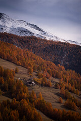 The beauty autumn in Alpine Valley, Piedmont, Italy
