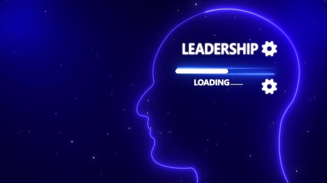 Human Head Profile With Leadership loading in Mind. Business creativity and Innovation concept. Abstract Illustration for creative thinking, strategic planning technology, and Futuristic vision.
