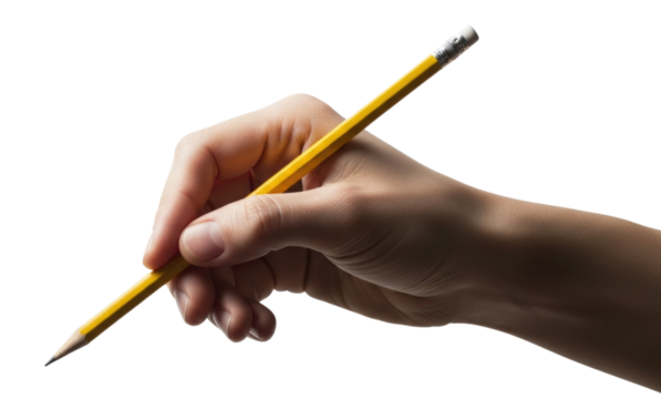 Hand holding a pencil transparent background cutout png