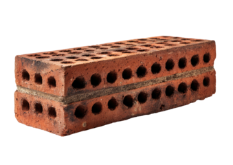 Red brick with holes, horizontally stacked