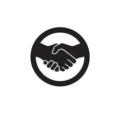 Obraz premium Silhouette of a handshake inside a circle badge