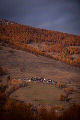 The beauty autumn in Alpine Valley, Piedmont, Italy
