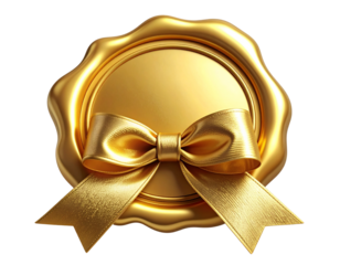 Elegant Golden Seal with Ribbon — Premium Invitation Accent png