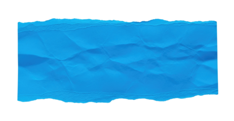 Torn blue paper with wrinkles transparent background cutout png