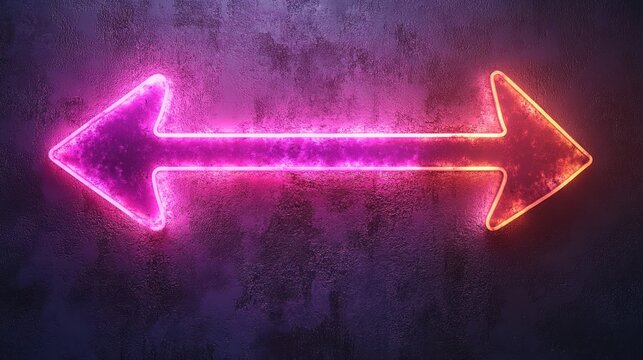Neon arrows, vibrant, opposing directions