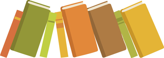 A colorful stack of four closed books in earthy tones, representing knowledge, education, and library themes—ideal for learning platforms, reading campaigns, and academic designs