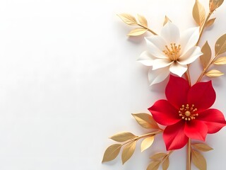 Obraz premium Beautiful decorative flowers arranged with luxurious golden details high resolution image