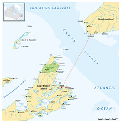 Obraz premium Map of the Atlantic Canadian Cabot Strait