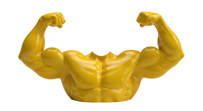 Yellow pepper bodybuilder torso with flexing biceps transparent background cutout png - Powered by Adobe