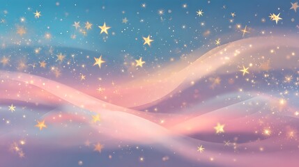 Dreamy pastel sky background with stars and flowing waves soft and ethereal design perfect for magical themes and serene visuals