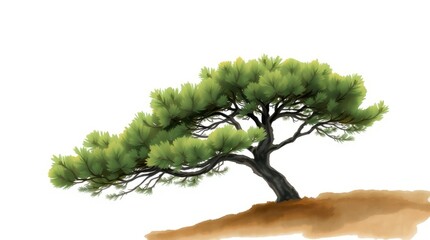 Serene Tree: This image showcases a solitary tree, its verdant foliage gently cascading over the rugged terrain, offering a scene of tranquility. 