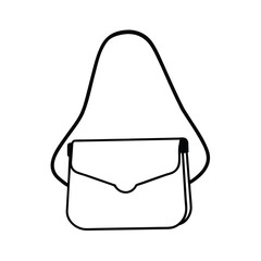 Simple Line Art Illustration of a Classic Shoulder Bag with a Flap Closure