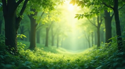 Naklejka premium Forest with a path in the middle