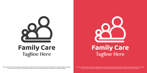 Family support logo design vector illustration. Silhouette of a happy family together. Simple, minimal, feminine abstract icon symbol.