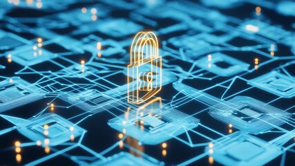 Exploring the significance of padlock and key icons in digital data security mechanisms, nkey and padlock icons and digital data processing over blue background - Powered by Adobe