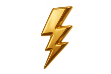 Golden lightning bolt icon creating a vivid symbol of power, fast service, sudden strike, high voltage, and rapid communication