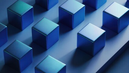 Obraz premium Abstract Geometric Cubes Arranged in a Grid Pattern with Blue Tones.
