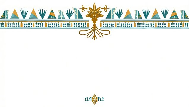 Decorative border with repeating geometric and floral elements in teal, gold, and white, suitable for a formal document