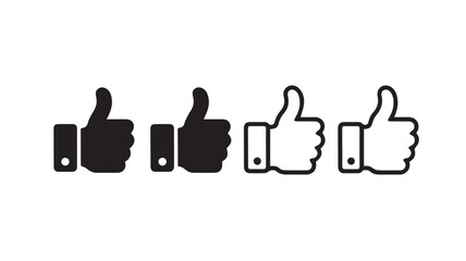 Collection of thumbs up icons for approval and success
