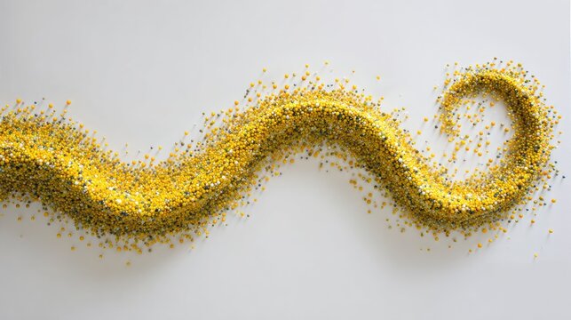 Abstract swirling yellow and gray textured form on white - Powered by Adobe